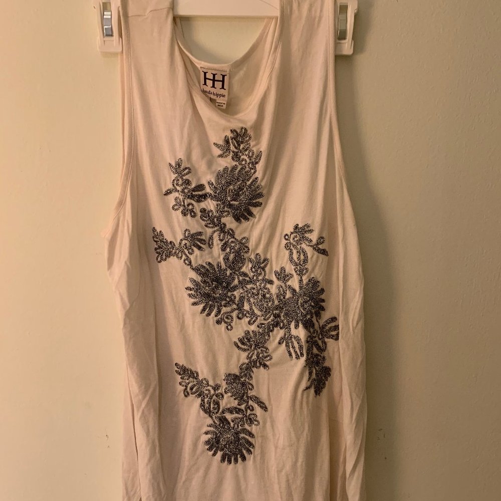 Haute Hippie Long White Tank